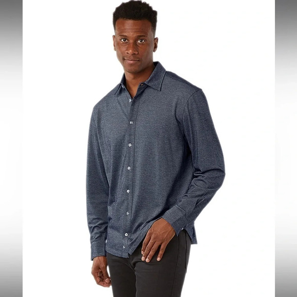 NWT Charles River Apparel Mens XL Naugatuck stretch knit button up shirt Blue - Picture 1 of 7